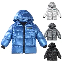 Winter baby boys' cotton-padded jacket Korean 4-13 years old children's thick down jacket hooded Patch space color parka LJ201203