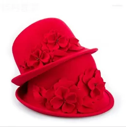 Chapéus de aba larga 100% de lã quente de alta qualidade Flor crianças chapéu de balde lindo fofo moda legal para cor sólida crianças elob22