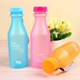 زجاجات المياه الحلوى ألوان ماء زجاجة البلاستيك كوب بلاستيك ماتي السقوط المقاوم لمقاومة الرياضة لإكسسوارات التخييم السفر