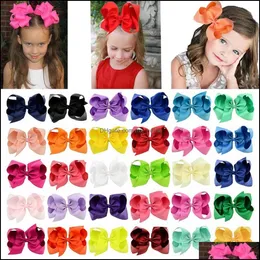 Kids Girls 6 Inch Colorf Big Hair Bows Solid Hairpins With Clip Barrettes 30 Color Beautif Huilin C53 Drop Delivery 2021 Accessories Baby