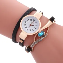 腕時計2022 EST Gold Eye Gemstone Dress Watches Luxury Memale Leather Bracelet Watch Multicolor Quartz for Women Gifts