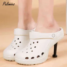 Fashion Zomer Vrouwen Platform Schoenen Pompen Pantofole Eva Sandalen Klompen 9 Cm Super Hakken Groen Casual Voor 220611