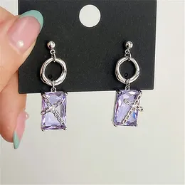 Dangle Chandelier Fashion Cross Criss Criss Purple Crystal Drop Earrings Women Korean Style Personality New Earings Jewelry
