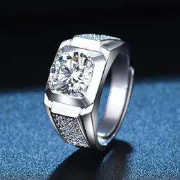 Pierścienie ślubne błyszczące biała cyrkon pełny kryształ mężczyźni odpowiednie do zaręczynowej propozycji małżeństwa biżuteria regulowana pierścień otwierający