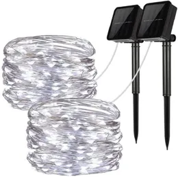 Strängar Solar LED Light Outdoor White Color Supply Power Antal källor 100LED