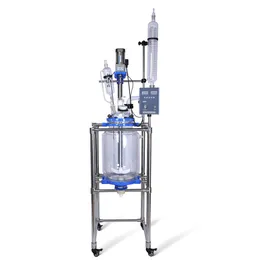 ZZKD Lab Supplies 30L Double Layer Cylindrical Glass Jacket Type Reactor Chemical Reaction Kettle Unit