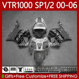 OEM-Karosserie für Honda VTR RTV 1000 RC51 00-06 Bodys 123NO.138 SP1 SP2 VTR1000 RTV1000 00 01 02 03 2004 Grau schwarz 2005 2006 VTR-1000 2000 2001 2002 2003 04 05 06 Verkleidung