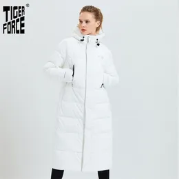 Tiger Force Women Winter Jacket Kobieta długa z kapturem płaszcz żeńska moda swobodna parka ciepłe płaszcz damski płaszcz damski 20120