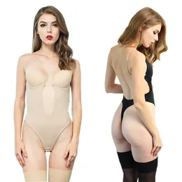 New Arrival Women's Backless Body Shapers Deep V-Neck Shapewear Bust Shaper Sexy Bodysuit Underwear Thong Clear Straps