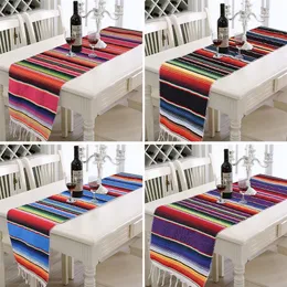 Rainbow Table Runner Runners z meksykańskim tkaniną do przyjęcia weselnego bawełniana flaga tkaniny 34x212cm 220615