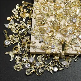 100st Partihandel Luxury Random Nail Zircon Charms Glitter S Aolly Shiny Jewelry for Gold Nail Art Accessories 220527