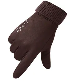 Five Fingers Gloves Winter Warm Cycling Suede Touch Screen Silicone Anti-slip Sport Wind Proof Thermal