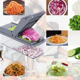 Vegetable Tools 12 in 1 Chopper Multifunctional Mandolin Home Kitchen Manual for Onion Garlic Carrot Potato Tomato Fruit Salad