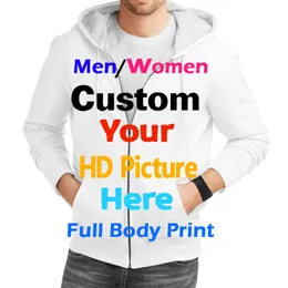 OGKB DIY Custom Your Own Design Impresso 3D Zip Hooodies personalizados com zíper personalizado Sortos de tiro masculino Cardigan Ruos 220704