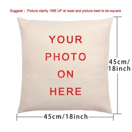 Baby Family Pets Custom Cushion Covers Printing Cotton Linen Pillow Case Customized Cover For Sofa DIY cases 220607