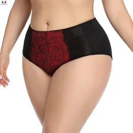 Xiushiren Rot Schwarz Blumendruck Spitze Unterhose für Frauen Plus Größe XL Xxl Xxxl Xxxxl Xxxxxl Xxxxxxl Ultradünne weibliche Höschen 220512