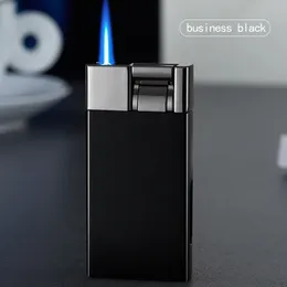 Blue Flame Flame Metal Metal Cigar Cigar Wind Gas Butano mais leve com tocha de válvula ajustável para homens presentes