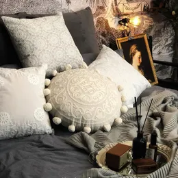 Cushion/Decorative Pillow Luxury Handmade French Romantic Embroidery Cushion Detachable Beige Color Decoration Sofa Cushions 45x45cmCushion/