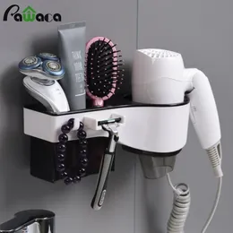 Wall Mount Hair Dryer Holder Rack Comb Shaver Multifunctional Organizer for Toothbrush Cosmetic Curling Iron Y200407
