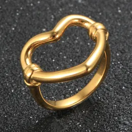 Hochwertiger Fingerring für Frauen, Schmuck, Mädchen, Trend, niedliches Hohlloch, Liebesherz, 18 Karat vergoldeter Edelstahl, Vintage-Ringe