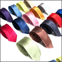 Acessórios de moda de laços de pescoço 5x142cm de cor sólida cetim para homens estudantes empresas escolares el bancy wechtie parte dh7vb