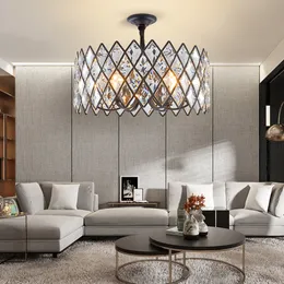 Lampadario moderno nero per soggiorno, camera da letto, cucina di lusso, isola, apparecchio di illuminazione in cristallo a LED, lampada a sospensione per interni