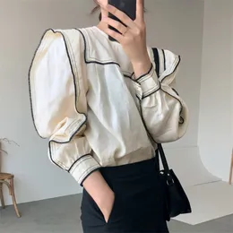 Women's Blouses Shirts Casual Oneck Patchwork Women Full Sleeve Ruffles Female Spring Summer Tops Blusas 220913