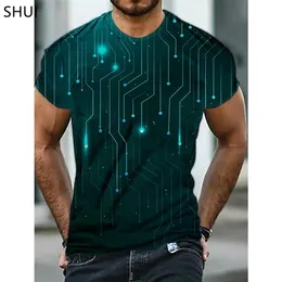 Electronic Chip Hip Hop Crew Daily Sports T Shirt Mężczyzn Mężczyzn 3D Maszyna nadrukowana ponadwymiarowa HARAJUKU STELE Summer Short Sleeve TEE 220607