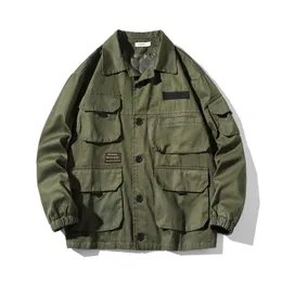 Jackets masculinos Exército de rua japoneses Green Plus Tamanho Jaqueta de trabalho masculina Harajuku Coat da moda coreana Militar casual Automizantes