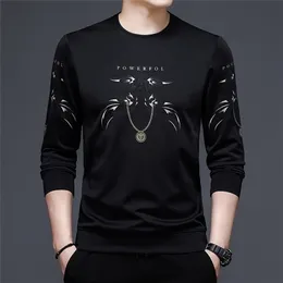 BROWON Fashion Black T Shirt Uomo Autunno Long ops Sleeve s Casual Regular Fit O-Collo Abbigliamento 220325