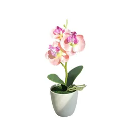 Dekorativa blommor kransar konstgjorda blomma plast falska växter silke fjäril orkidé simulering dekor med krukor hem phalaenopsis