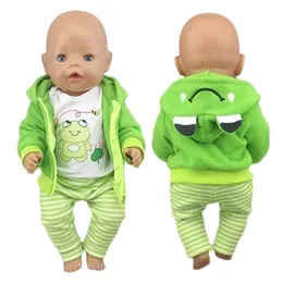 Cute frog Suits Fit For 43cm Baby Doll 17 Inch Reborn Baby Doll Clothes 220815