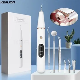 Elektrisk Sonic Dental Calculus Oral Teeth Tartar Remover Plack fläckar renare borttagning blekning bärbar med LED 220727