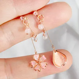5Pair New Trendy Asymmetric Dangle Earrings For Women Shiny Crystal Flower Butterfly Long Tassel Sweet Jewelry