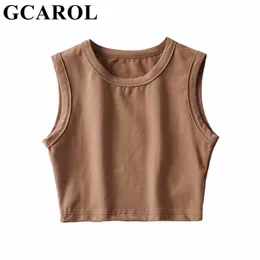 GCAROL Frauen Sexy Sport Crop Weste Ärmelloses T-shirt Laufen Fitness Yoga Tank Tops Sommer Frühling Stretch Grundlegende Chic Top 220316