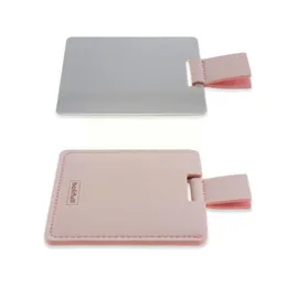 コンパクトミラー1PCポータブルミニUnbreakable Makeup Mirror ShatterProof Cosmetic Card Leather Style Steel Po Pocket S5A9Compact