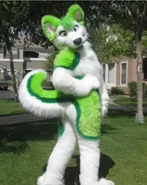 Factory direct sale green husky fursuit Mascot Costume plush Adult Size Halloween XMAS party CostumesCostumesmascot Parade Suit