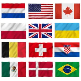 150x90cm 3x5fts英国アメリカンバナーフラグオーストラリアロシアブラジルウクライナ欧州連合カナダ旗両面印刷ポリエステルW4