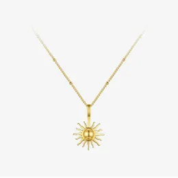 Подвесные ожерелья Солнца Женщины Золотой цвет нержавеющей стали Симпатичная мода мода мода женские украшения Dropship 220427