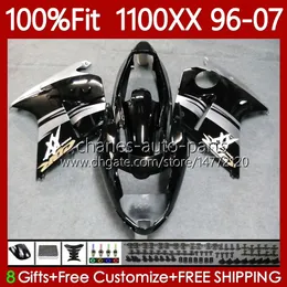 Honda Blackbird CBR1100 CBR 1100XX 1100 XX CBR 116-07 için Enjeksiyon Kalıp Perileri XX CBR1100XX Siyah Gümüş 96 97 98 99 00 01 02 03 04 05 06 07 1100CC 1996 2007 Vücut