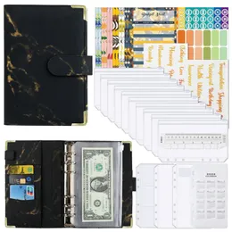 Notepads Black A6 Binder Budget Planner Cash Envelope With Envelopes Pockets Wallet