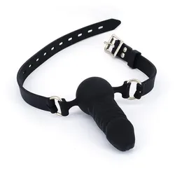 Giocattoli sexy Bocca aperta Gag Pene a sfera in silicone Bondage Restrizioni Gioco per adulti Fissazione orale BDSM Schiavo farcito per coppie