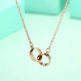 Chains Items Women' Circle Charm Chain Necklace Stainless Steel Ladies' Choker Rose Gold Female AccessoriesChains Godl22