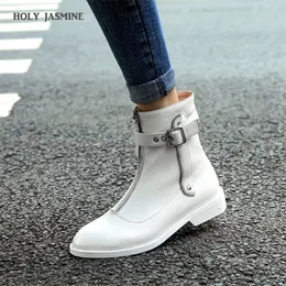 Hot Real Sheepskin Women Boots New SpringAutumn Genuine Leather Ankle Boots for Women Low 1cm3cm Flat with Zip Women Shoes 201031