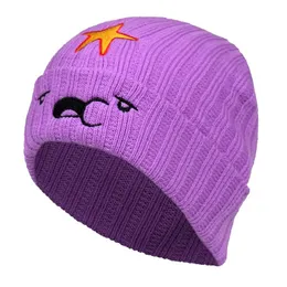 Cappellini con sfera Autunno Inverno Cappello a cuffia viola Stelle carine Berretti di cartone animato Cappelli per donna Uomo Skullies Cappellini lavorati a maglia caldiBall BallBall