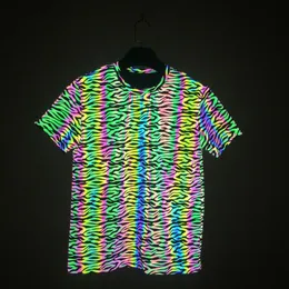 Magliette da uomo maglietta zebra maglietta riflettente uomini harajuku hip hop fluorescente magliette fluorescenti