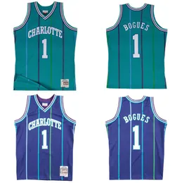 Maillot de basket-ball cousu Muggsy Bogues S-6XL Mitchell Ness 1992-93 Mesh Hardwoods Classics version rétro Hommes Femmes Maillots de jeunesse