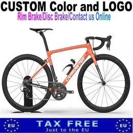 맞춤형 로고 및 색상 T1000 탄소 완전한 자전거 오렌지 도로 탄소 섬유 자전거 림 브레이크 카우어 휠 세트