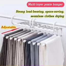 Wielofunkcyjny 5 w 1 Spodnie Regulowane Regulowane Szafa Rack Store Stal Stainless Closet Organizer Magic Clothing Hanger 220408