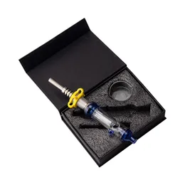 Paladin886 NC067 Shisha auslaufsichere Rauchpfeifen, Luftloch, recycelter Luftstrom, 14 mm Titan-Keramik, Quarz-Nagelklammer, Wachsschale, Geschenkbox, bunte Dab-Rig-Pfeife, Glasbongs